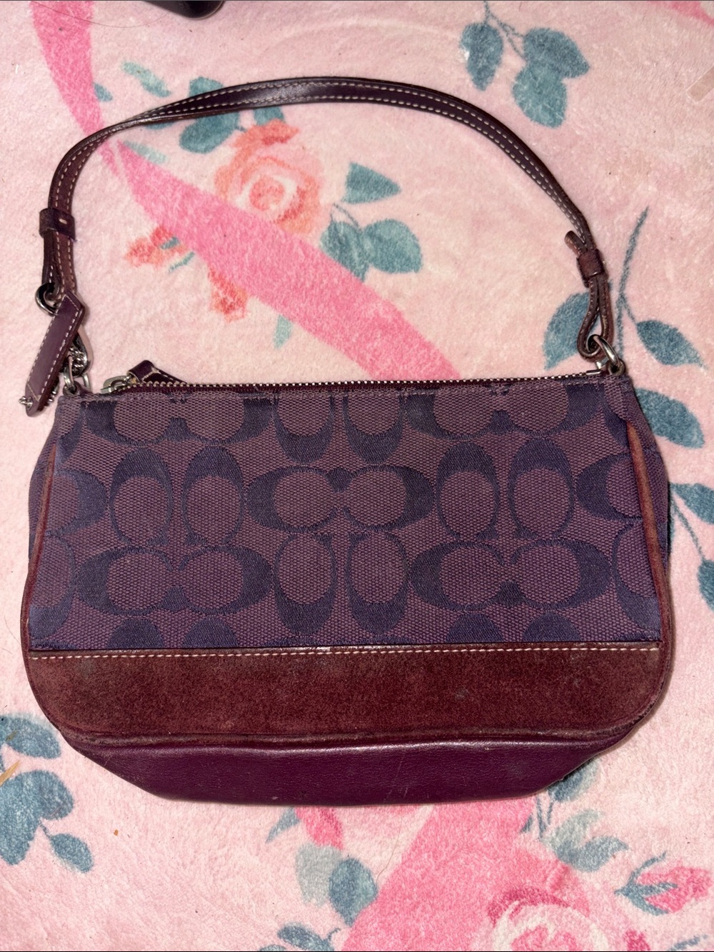 Coach Purple and Brown Signature Shoulder Bag - Picture 5 of 8